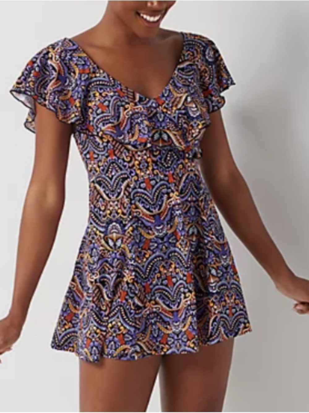 Fit 4 U Purple Patterned One Piece Swim Dress size 12